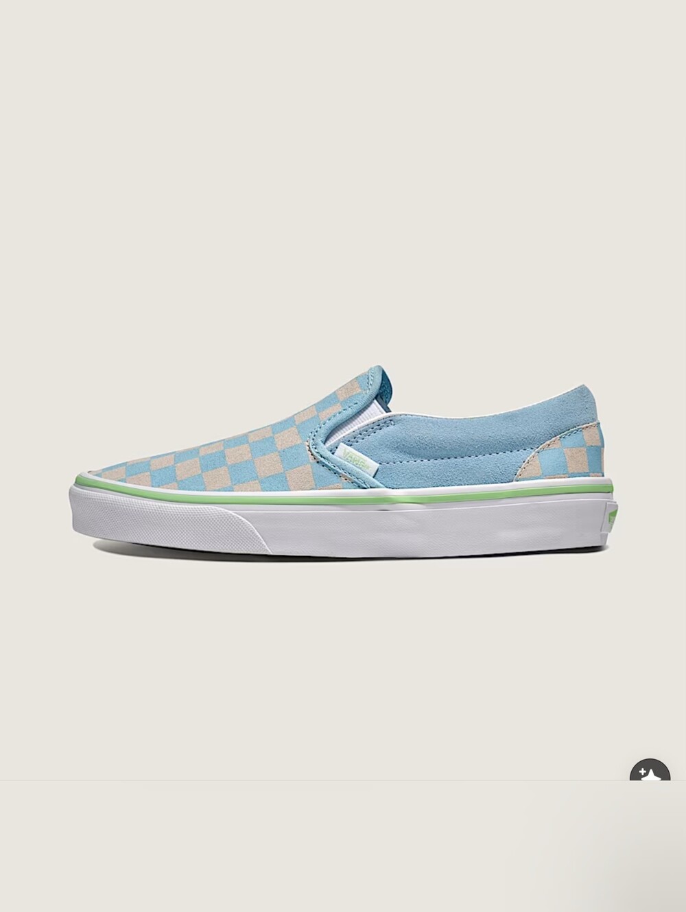 NEW Vans Classic Slip-On Crystal Blue Checkerboard Lime Green Suede W 10 M 8.5